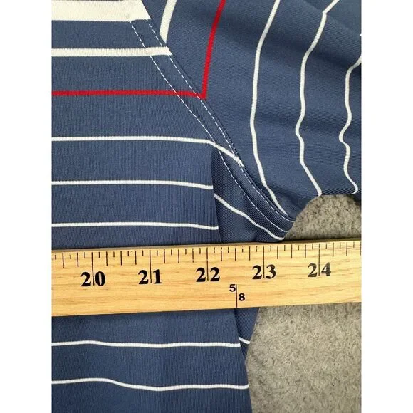 Vineyard Vines Shirt Men Large Blue Stripes Golf Polo Stretch Short Sleeve Rugby